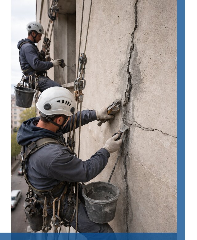 Заделка трещин на фасаде в Норильске от 935 р. | ВЫСОТНИК-Нрл