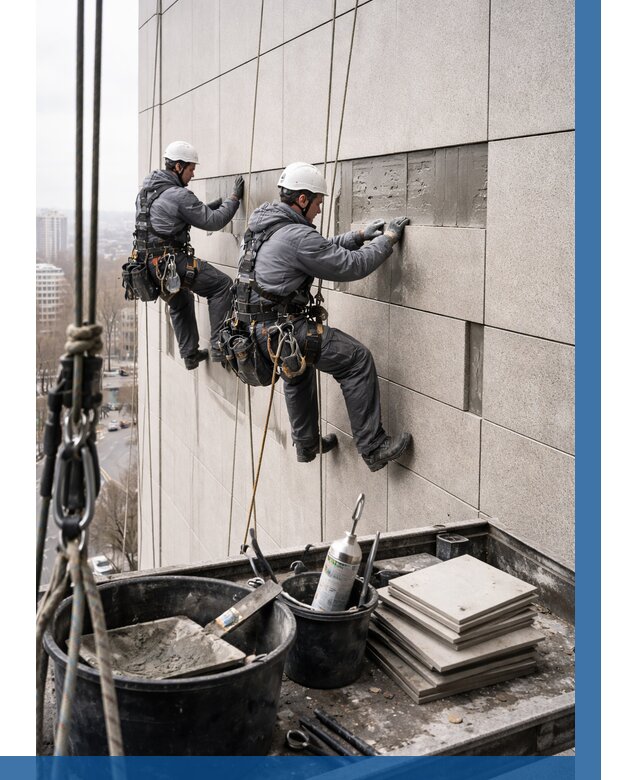 Ремонт фасада из керамогранита в Норильске от 2596 р. | ВЫСОТНИК-Нрл