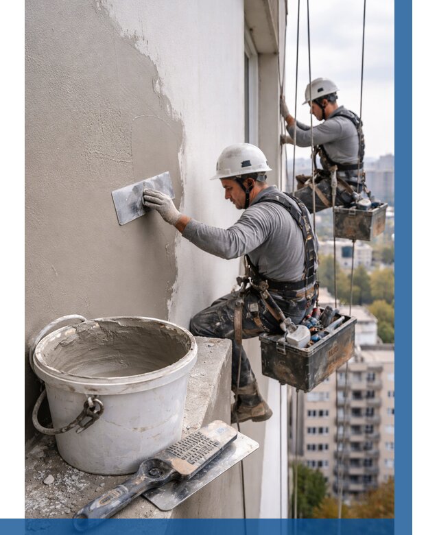 Шпаклевка фасада на высоте в Норильске от 727 р. | ВЫСОТНИК-Нрл