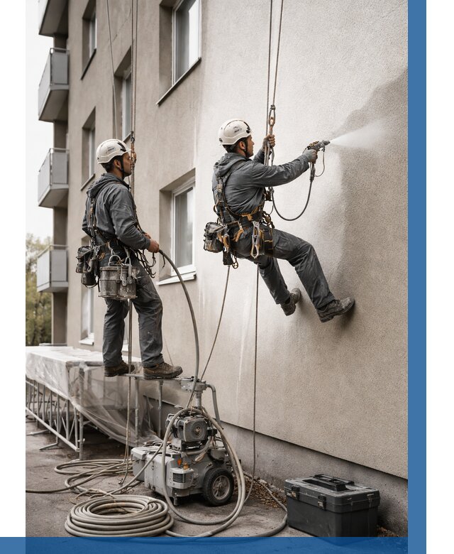 Безвоздушная покраска фасада в Норильске от 228 р/м² | ВЫСОТНИК-Нрл