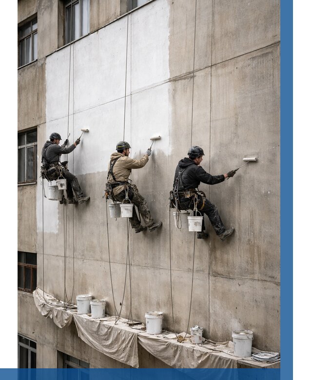 Покраска бетонного фасада в Норильске от 363 р за м2 | ВЫСОТНИК-Нрл