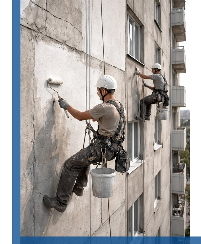 Покраска бетонного фасада в Норильске для жилых и промышленных объектов