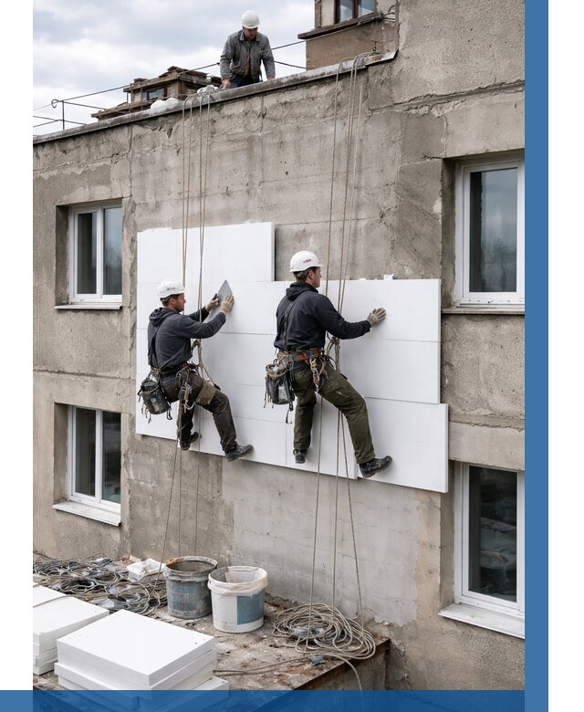 Утепление фасада пенополистиролом в Норильске от 1869 р. | ВЫСОТНИК-Нрл