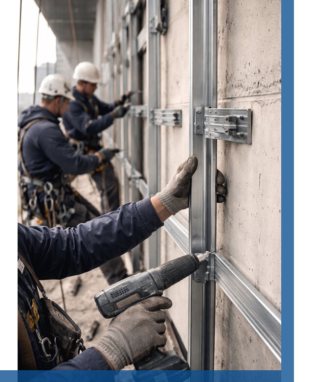 Монтаж подсистемы вентфасада в Норильске от 883 р. | ВЫСОТНИК-Нрл