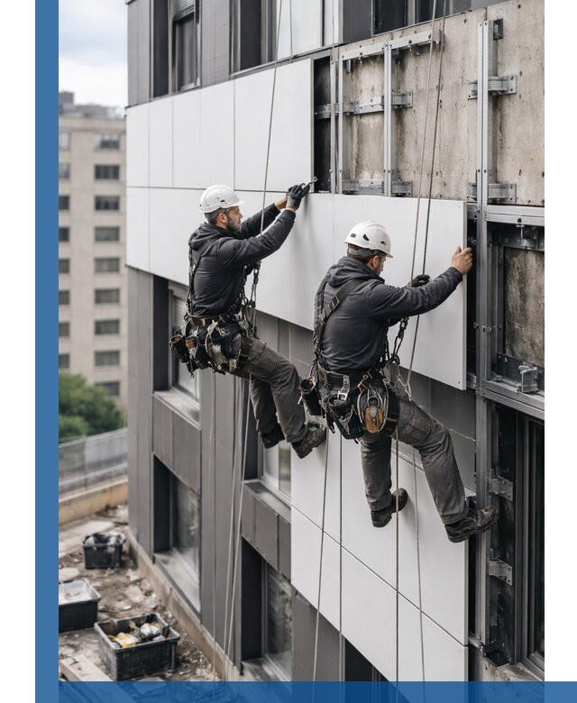 Монтаж композитных панелей фасада в Норильске под ключ