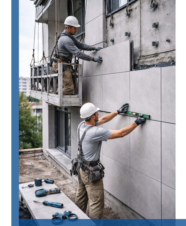 Монтаж керамогранита на фасад в Норильске под ключ с гарантией качества