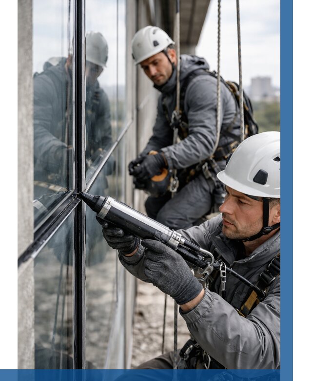 Герметизация витражных швов в Норильске от 675 р. | ВЫСОТНИК-Нрл