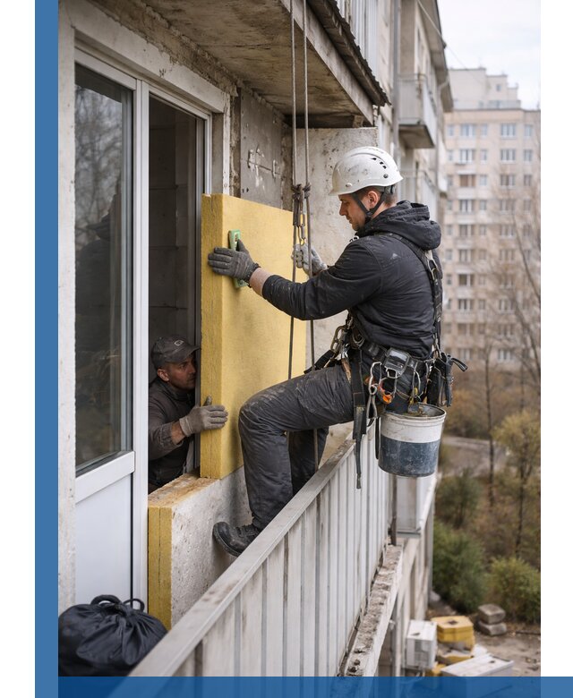 Профессиональное утепление балкона снаружи в Норильске под ключ