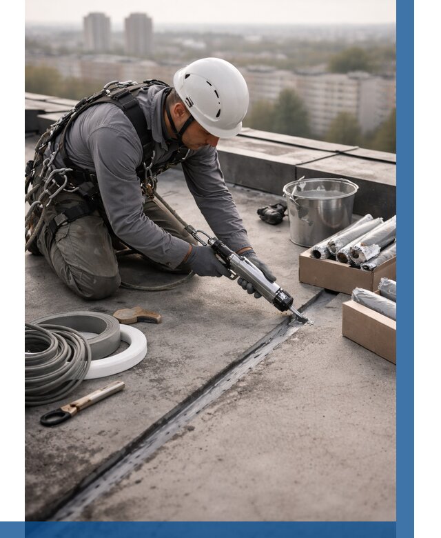 Герметизация швов кровли в Норильске от 467 р./м2 | ВЫСОТНИК-Нрл