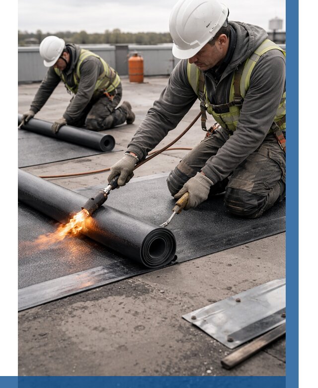 Монтаж наплавляемой кровли в Норильске от 883 р. — ВЫСОТНИК-Нрл