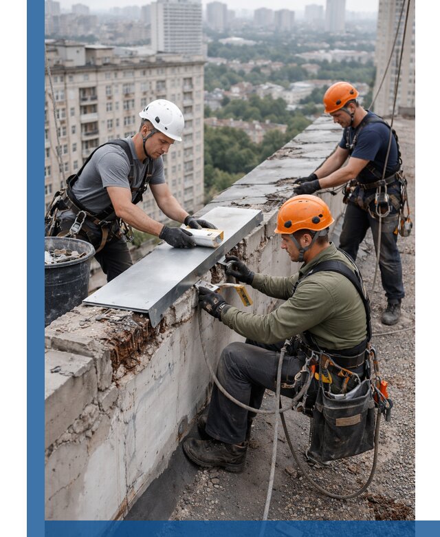 Ремонт парапета на кровле в Норильске, высотные работы с гарантией