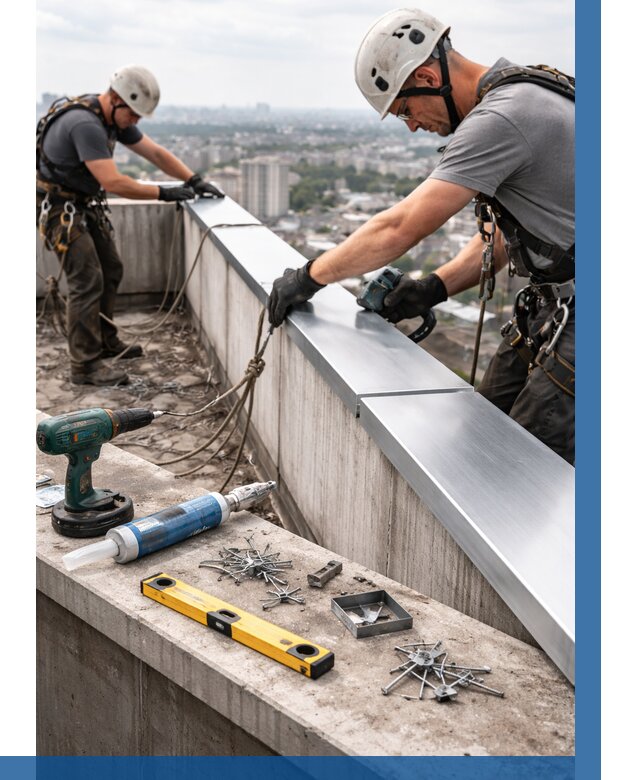 Монтаж парапетных крышек в Норильске от 831 р. | ВЫСОТНИК-Нрл