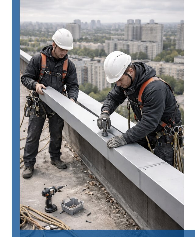 Монтаж парапетных крышек и ограждений кровли в Норильске