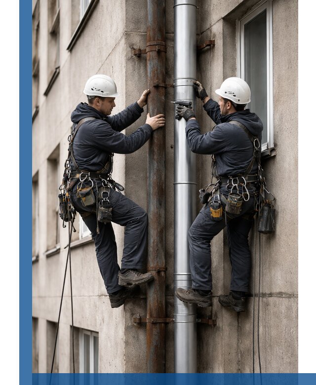 Замена водосточных труб в Норильске: монтаж и демонтаж под ключ