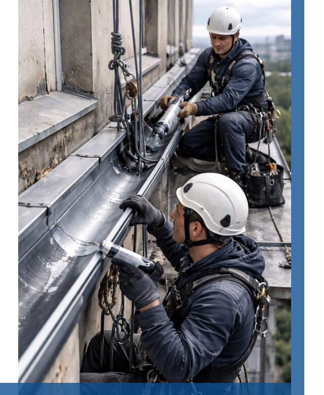 Ремонт водосточных желобов в Норильске от 6750 р. | ВЫСОТНИК-Нрл