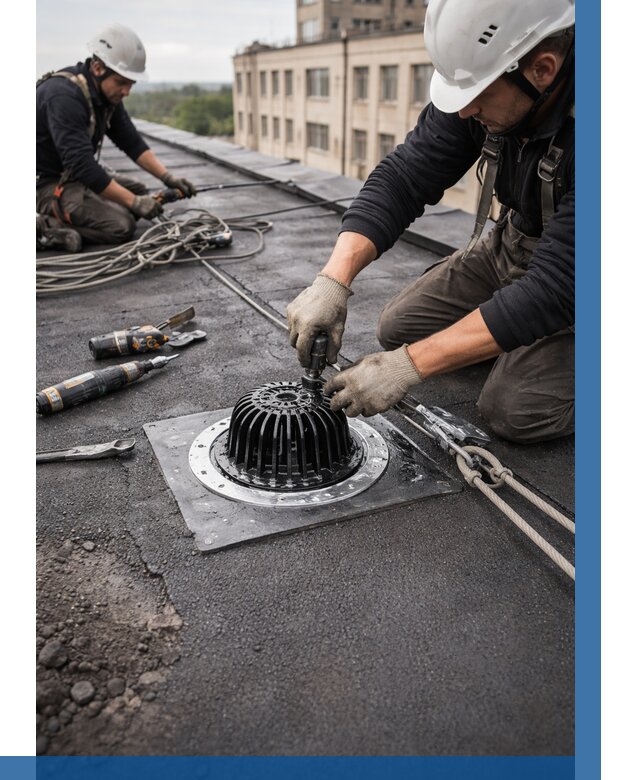 Установка водосточных воронок в Норильске цена от 3635 р. | ВЫСОТНИК-Нрл