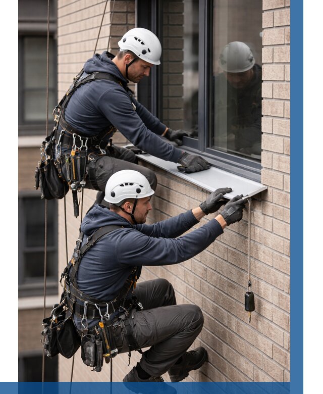 Монтаж оконных отливов под ключ в Норильске от 3635 р. | ВЫСОТНИК-Нрл