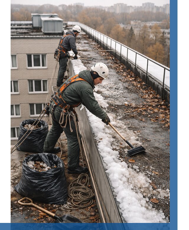 Очистка кровли по периметру в Норильске от 571 р. | ВЫСОТНИК-Нрл