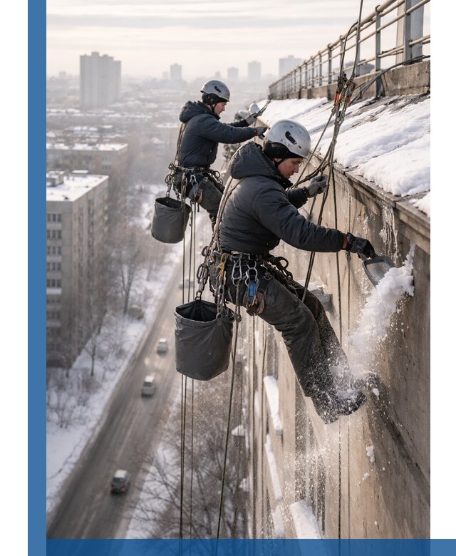 Очистка карнизов от снега в Норильске профессионально и безопасно