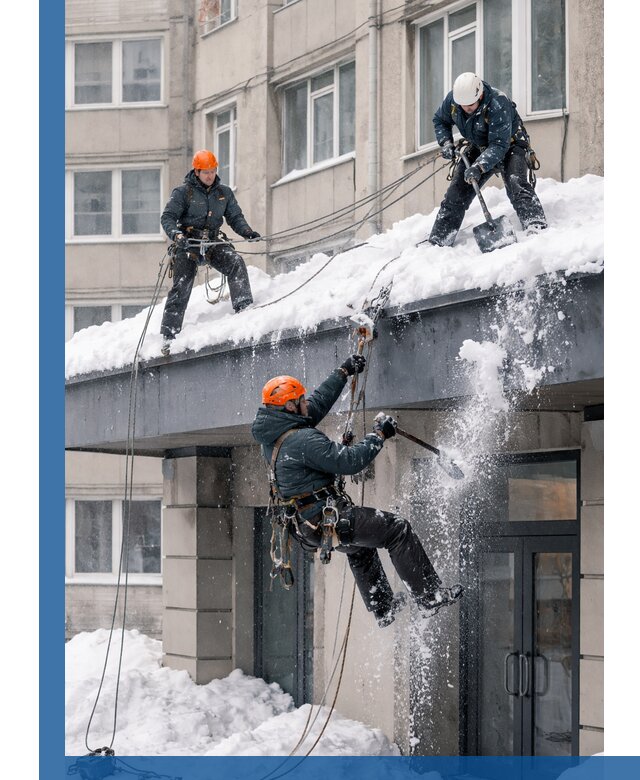 Безопасная очистка навесов от снега в Норильске круглогодично