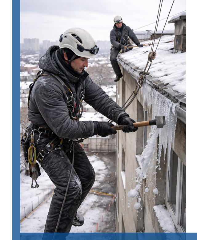 Сбивание и удаление сосулек с крыши в Норильске безопасно