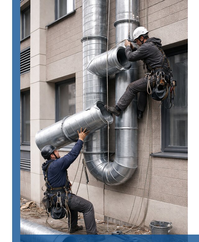 Монтаж фасадных воздуховодов в Норильске с герметизацией и крепежом