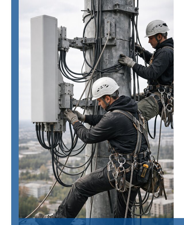 Монтаж оборудования связи на мачте в Норильске с пусконаладкой