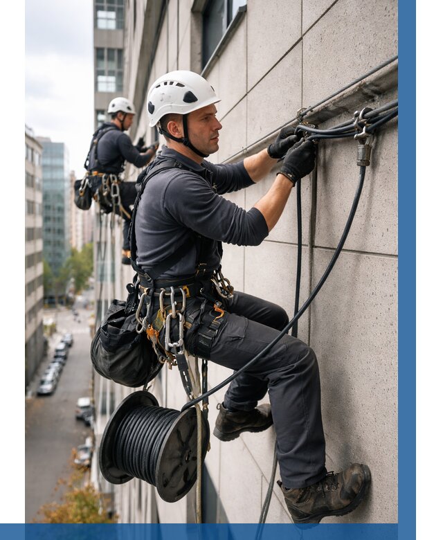 Прокладка кабеля по фасаду в Норильске от 363 р. | ВЫСОТНИК-Нрл