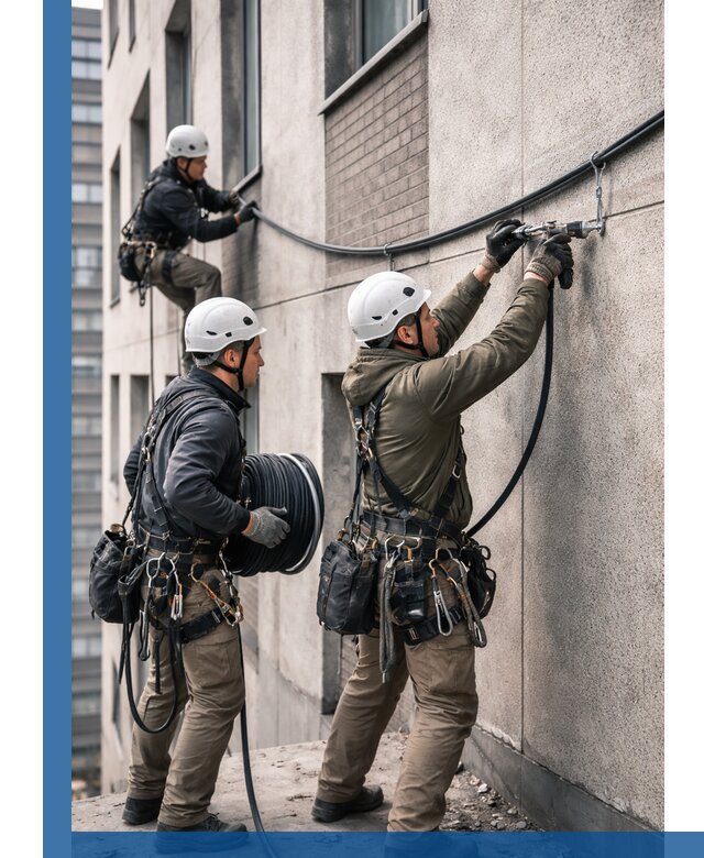 Прокладка кабеля по фасаду в Норильске, профессиональный монтаж