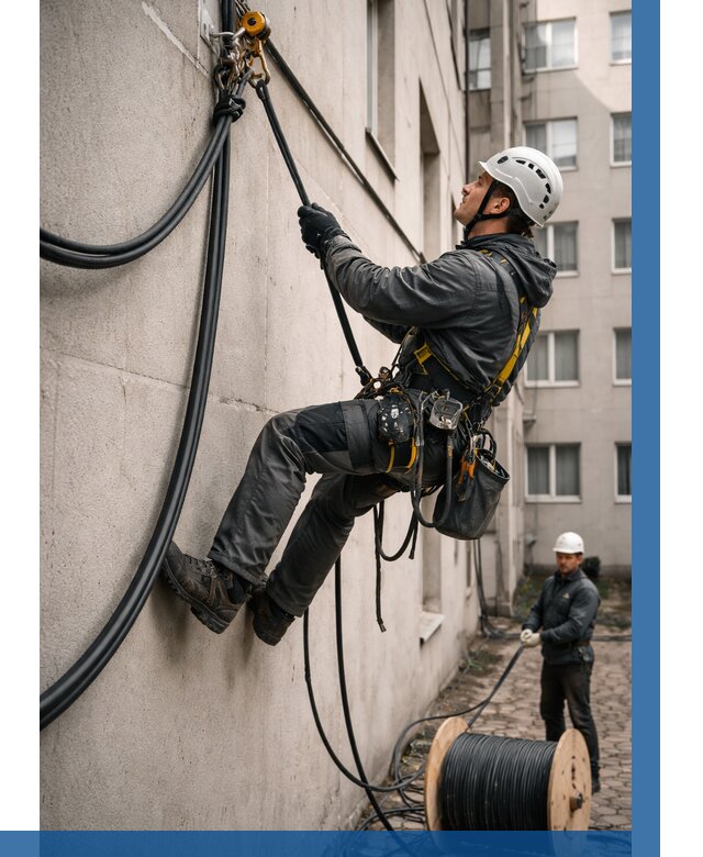 Протяжка кабеля питания на высоте в Норильске от 467 р. | ВЫСОТНИК-Нрл