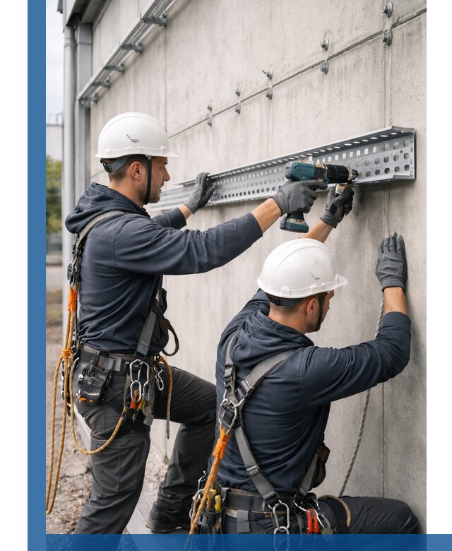 Монтаж кабельных лотков на фасаде зданий в Норильске с гарантией