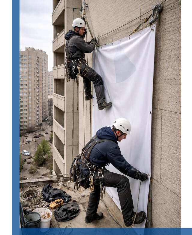 Профессиональный монтаж баннеров на фасаде в Норильске