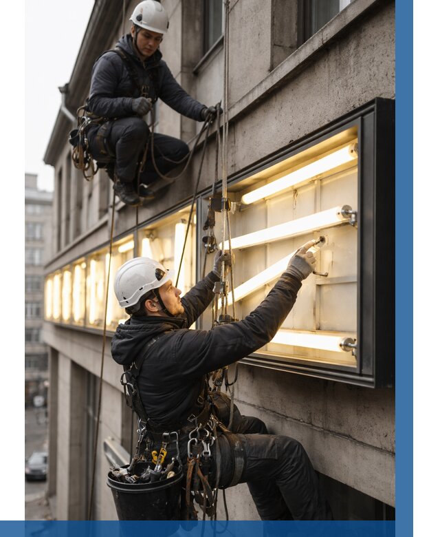 Замена ламп в вывеске в Норильске под ключ от 3635 р. | ВЫСОТНИК-Нрл