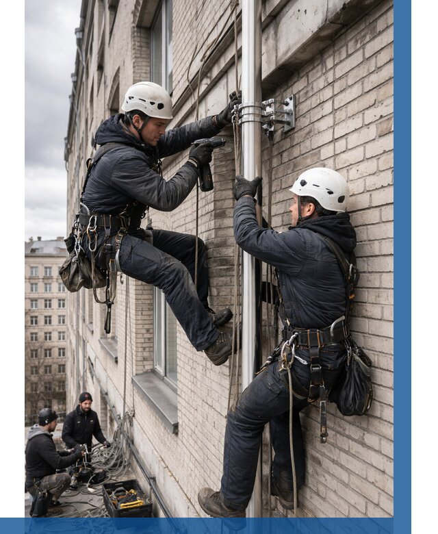 Монтаж флагштока на здании в Норильске от 6750 р. | ВЫСОТНИК-Нрл