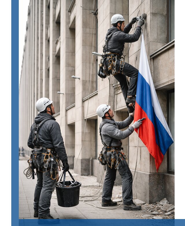 Профессиональная установка флагов на фасаде в Норильске