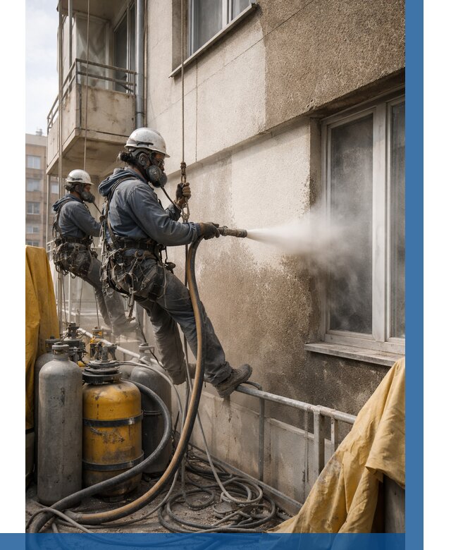 Пескоструйная очистка фасада в Норильске от 675 р. | ВЫСОТНИК-Нрл