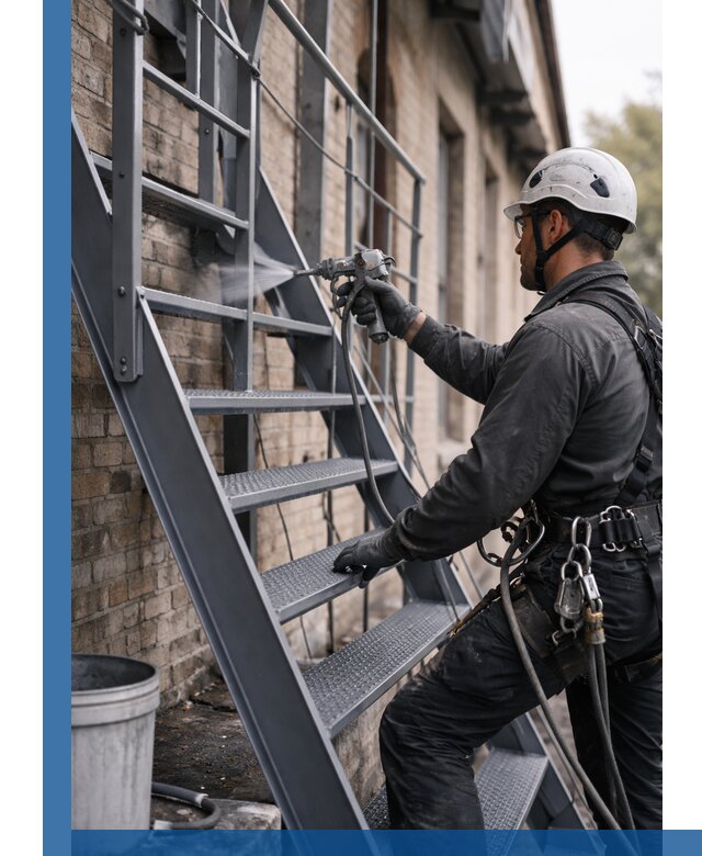 Покраска и антикоррозионная защита пожарных лестниц в Норильске