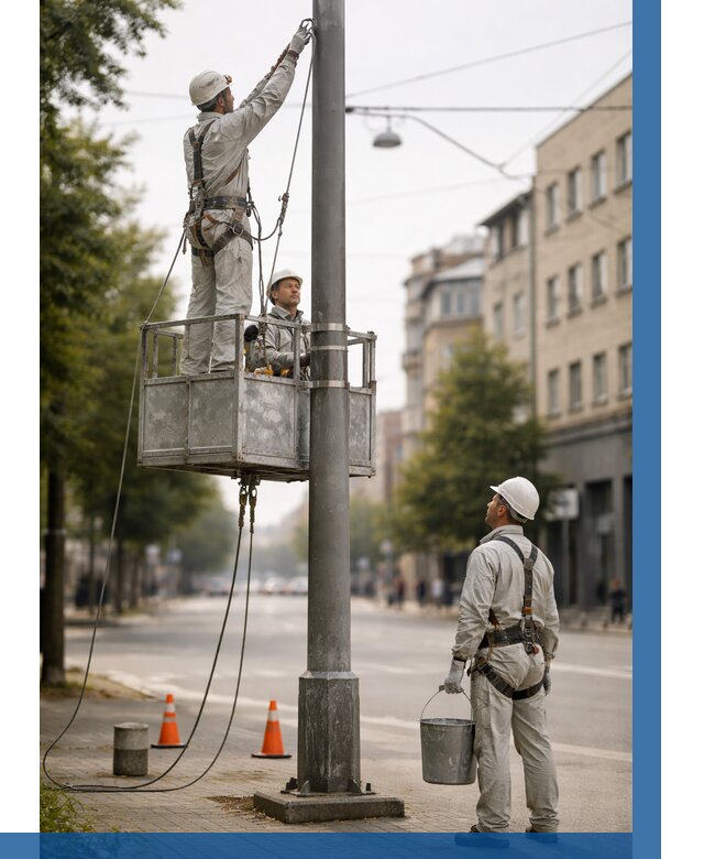 Покраска опор освещения в Норильске от 5193 р. | ВЫСОТНИК-Нрл