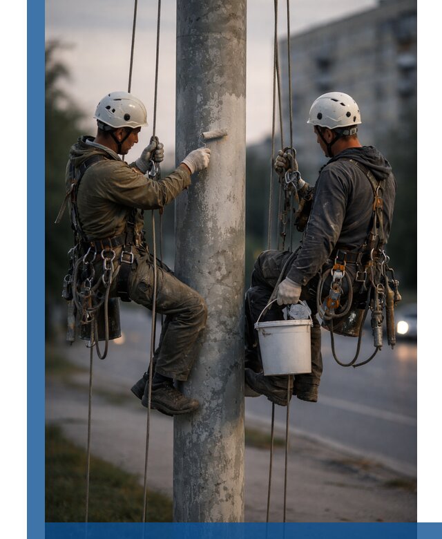 Покраска опор освещения и антикоррозийная защита в Норильске