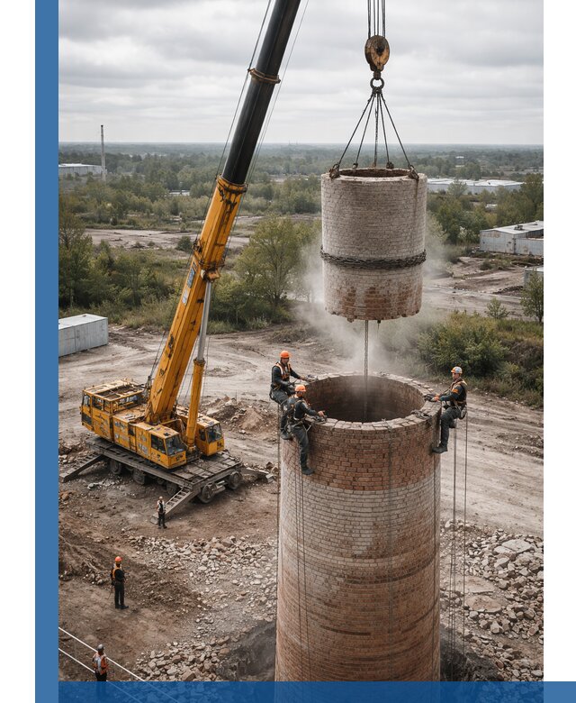 Демонтаж дымовой трубы в Норильске с гарантиями безопасности