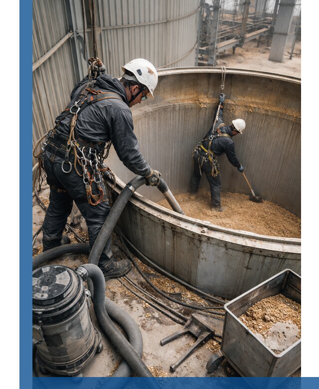 Профессиональная чистка зерновых бункеров в Норильске с выездом