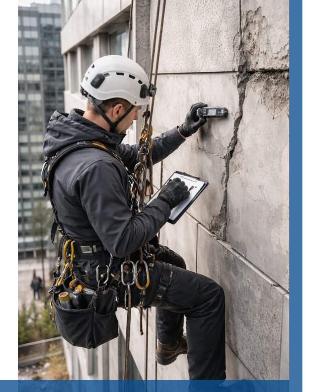 Обследование фасада альпинистами в Норильске от 125 р. | ВЫСОТНИК-Нрл