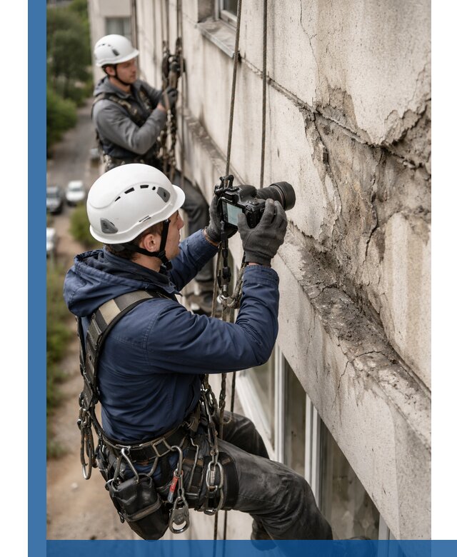 Фотофиксация дефектов фасада с высотной съемкой в Норильске