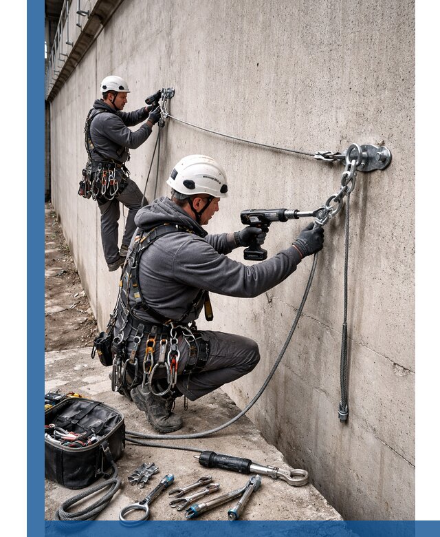 Монтаж анкерных линий высотной безопасности в Норильске